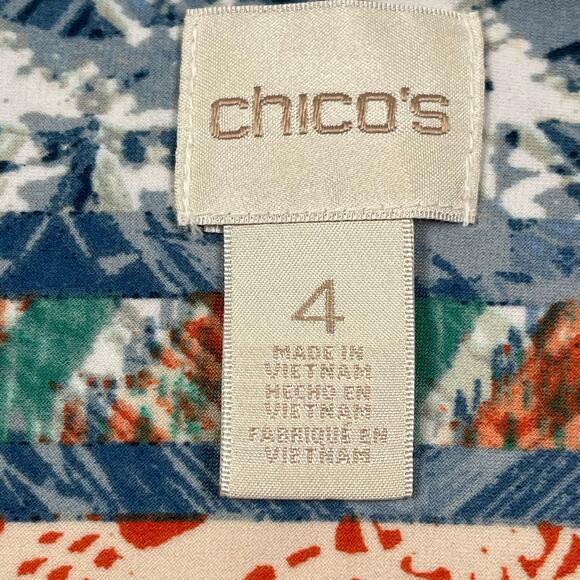 Chicos Top Womens 4 / US XXL Tribal Print Tie Front Windswept Casual Resortwear - Picture 7 of 9